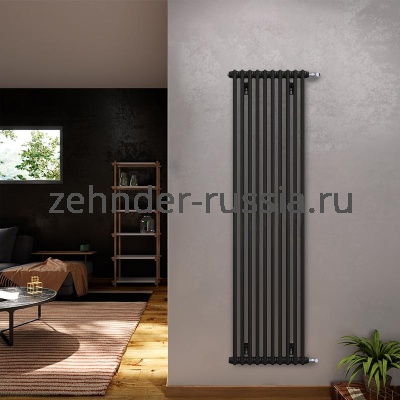 Вертикальный радиатор Zehnder 2180 / 10 N1270 3/4“ RAL 9217matt боковое подключение